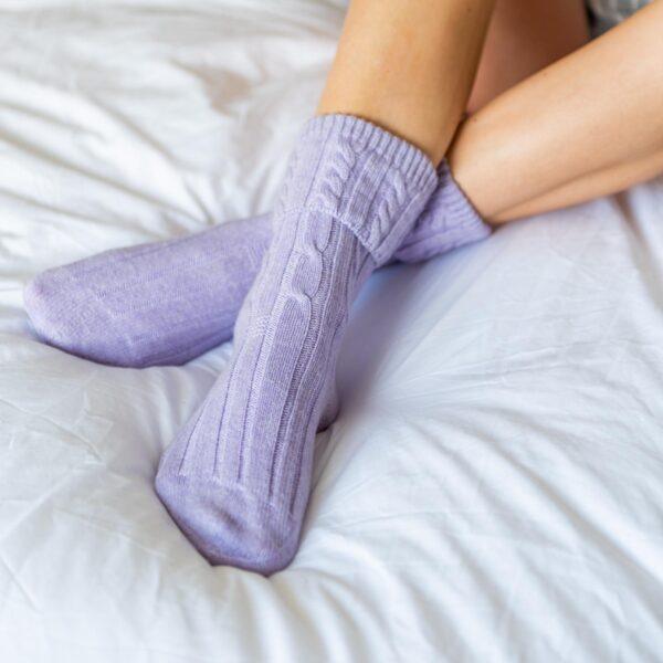 Cable Knit Cashmere Bed Socks