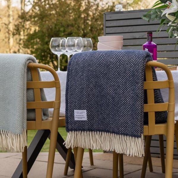 Navy Herringbone Throw