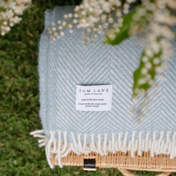 Duck Egg Herringbone Throw