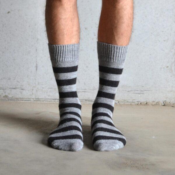 Grey & Charcoal Stripe Alpaca Box
