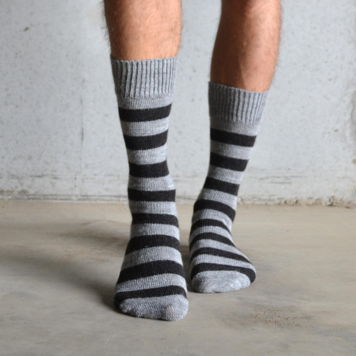Grey & Charcoal Stripe Alpaca Box