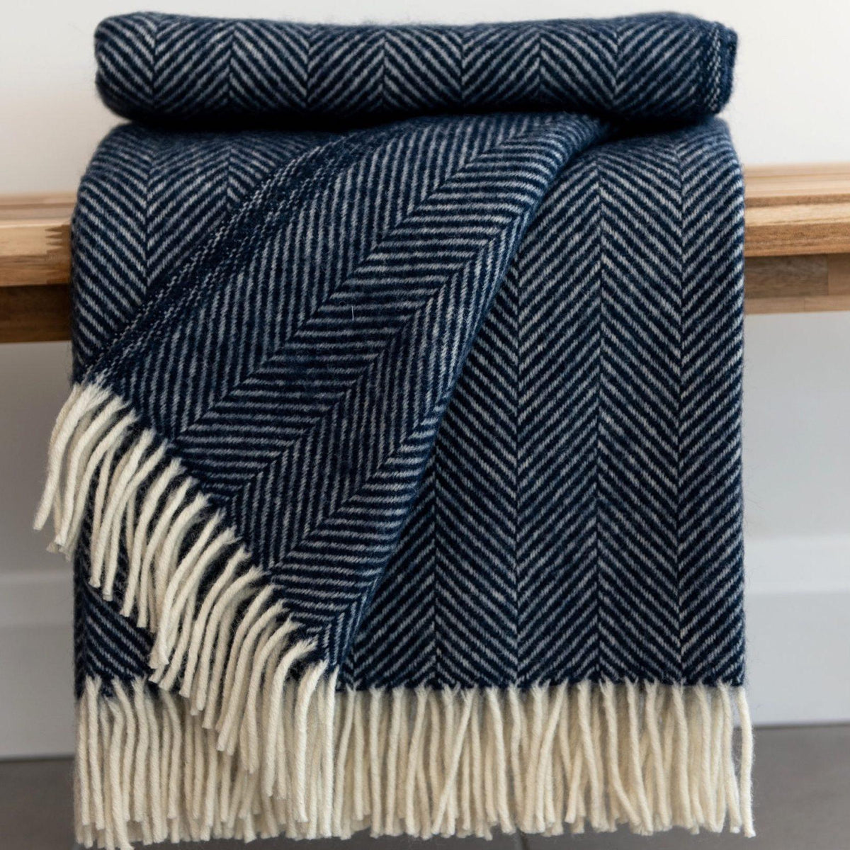 Navy Herringbone Throw