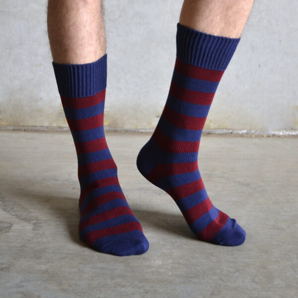 Cotton stripes – Burgundy & Navy