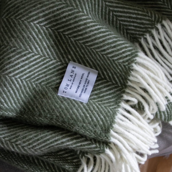 Olive Herringbone Throw