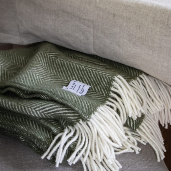 Olive Herringbone Throw