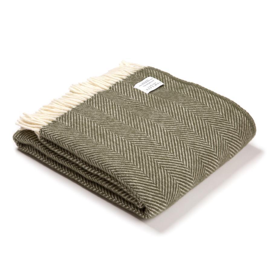 Green Herringbone throw