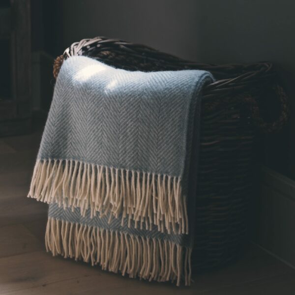 Duck Egg Herringbone Throw