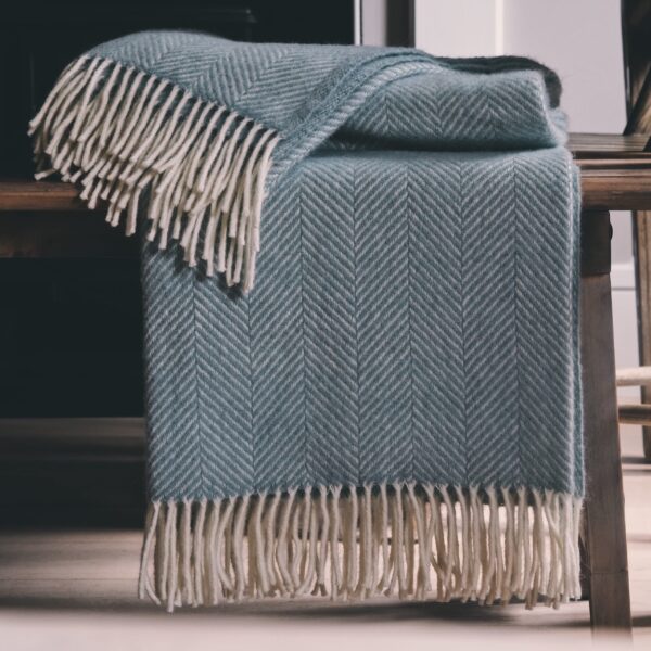 Duck Egg Herringbone Throw