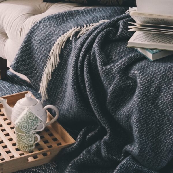 Slate blue throw