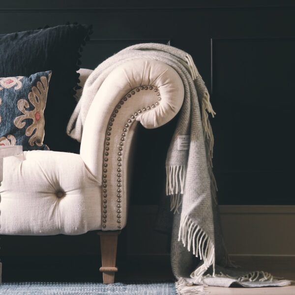 Grey Herringbone Throw