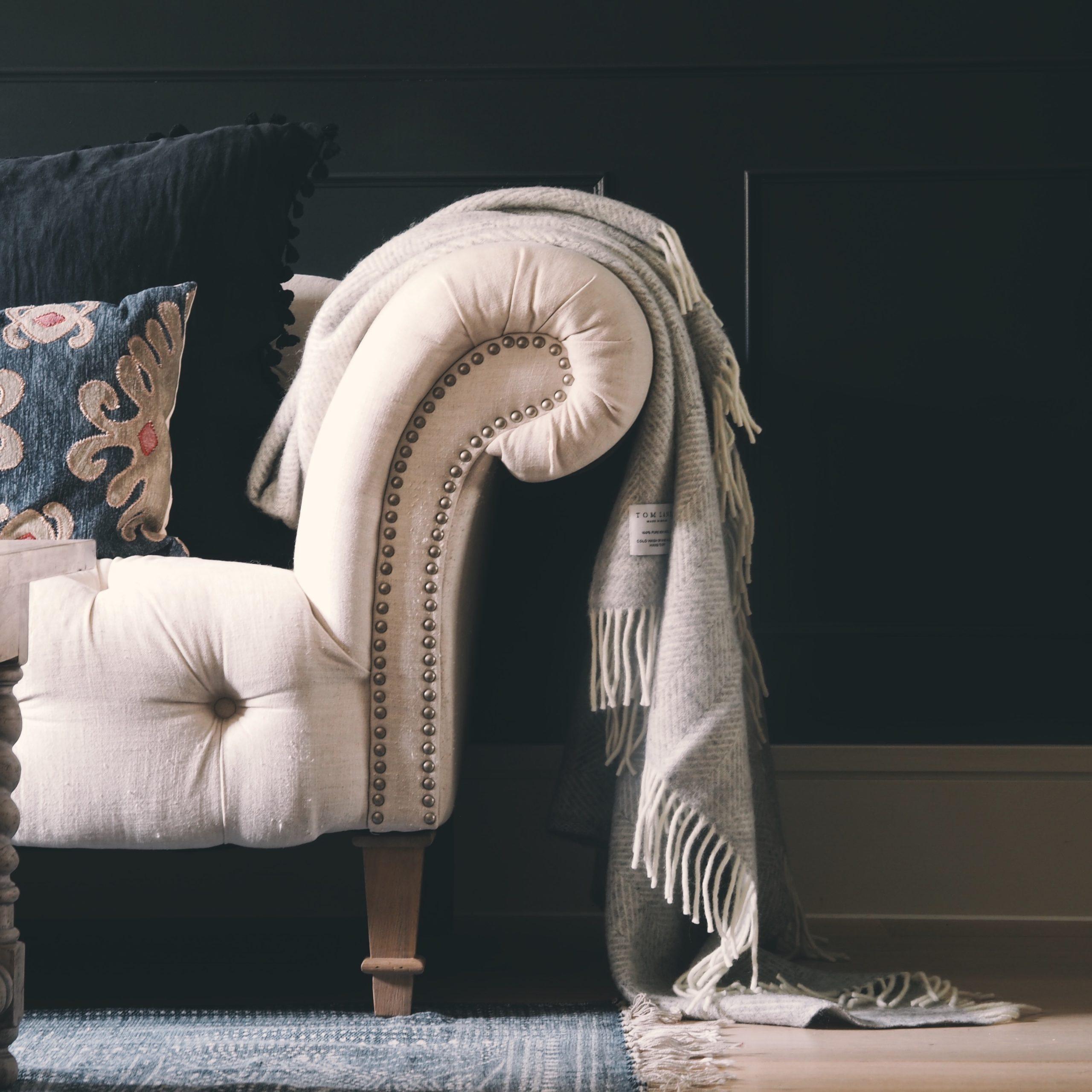 Grey Herringbone Throw