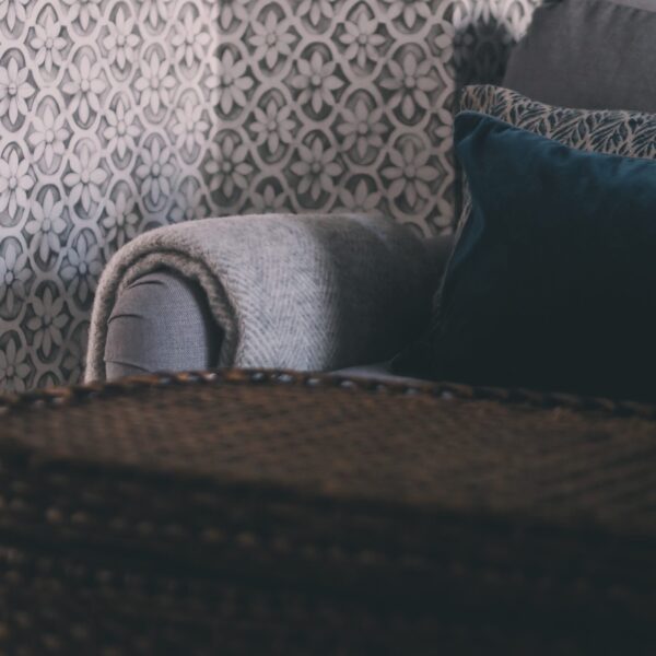 Grey Herringbone Throw