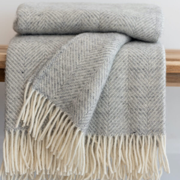 Grey Herringbone Throw