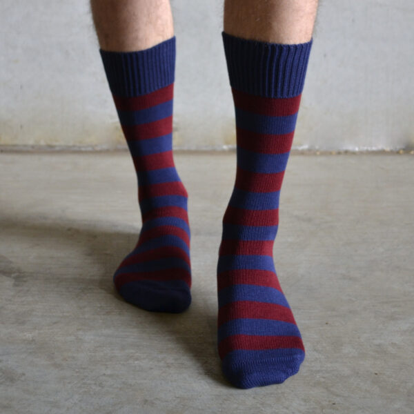 Cotton stripes – Burgundy & Navy