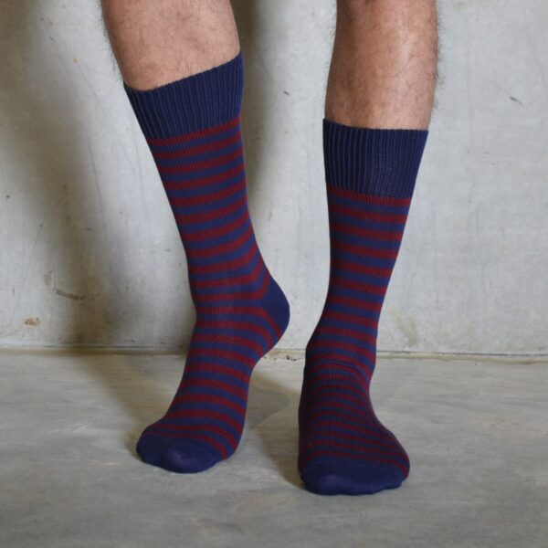 Burgundy & Navy cotton socks