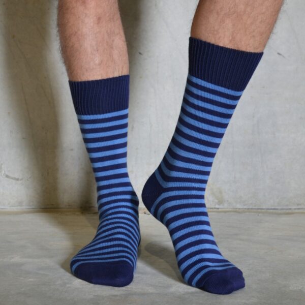 Cornflower & Navy cotton socks