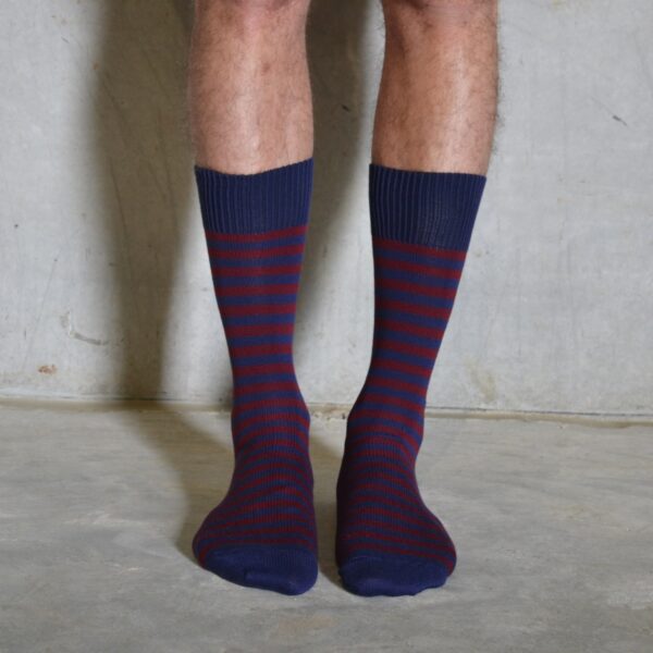 Burgundy & Navy cotton socks