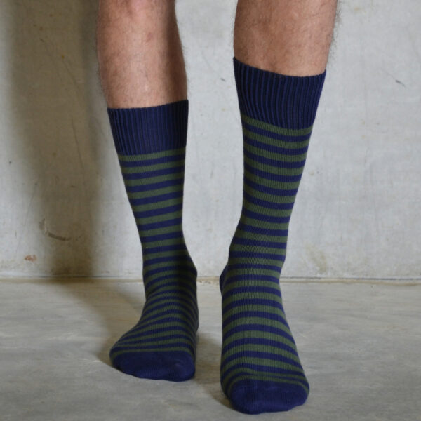 Olive & Navy cotton socks