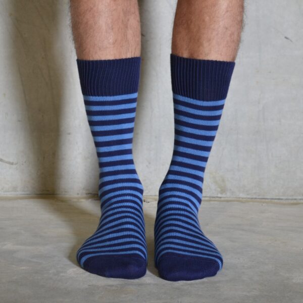 Cornflower & Navy cotton socks