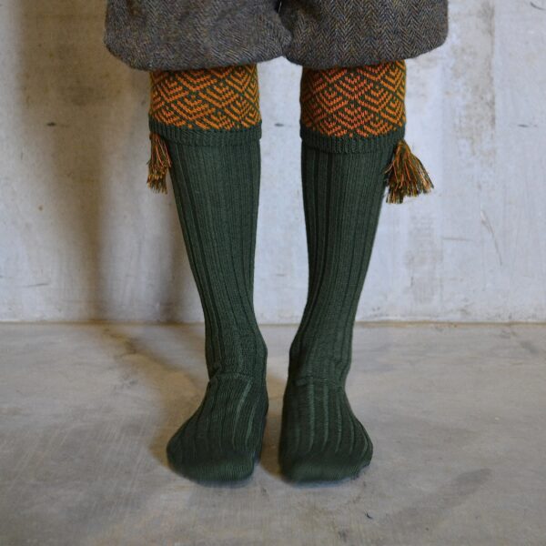 Belvoir Shooting socks - Green & Gold - 8-10