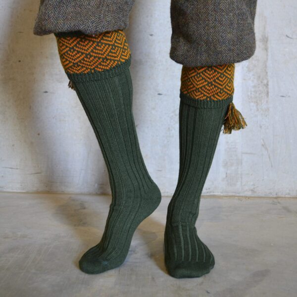 Belvoir Shooting socks – Green & Gold