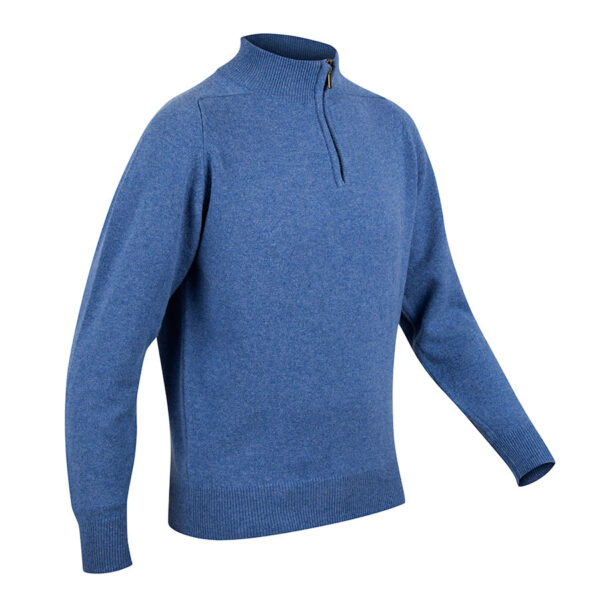 Mens Zip Neck Jumper – Blue