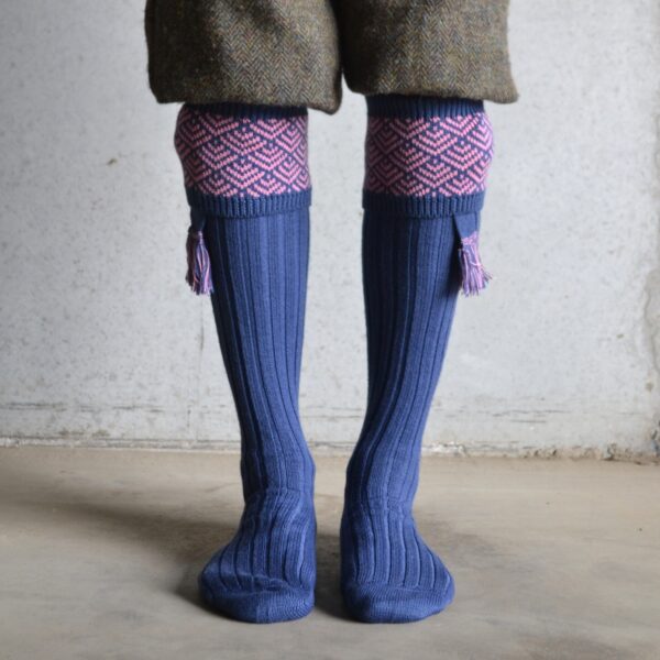 Belvoir shooting socks - Blue & Pink - 8-10