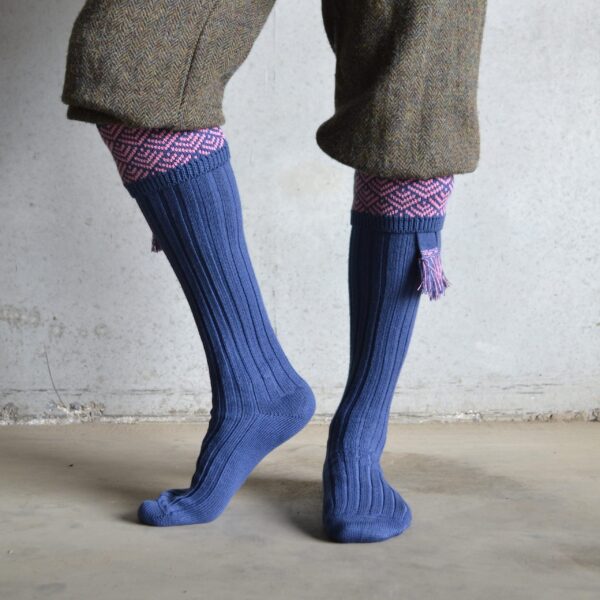 Belvoir shooting socks – Blue & Pink