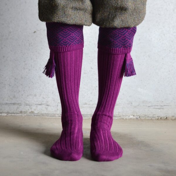 Belvoir shooting socks - Bilberry & Navy - 4-6