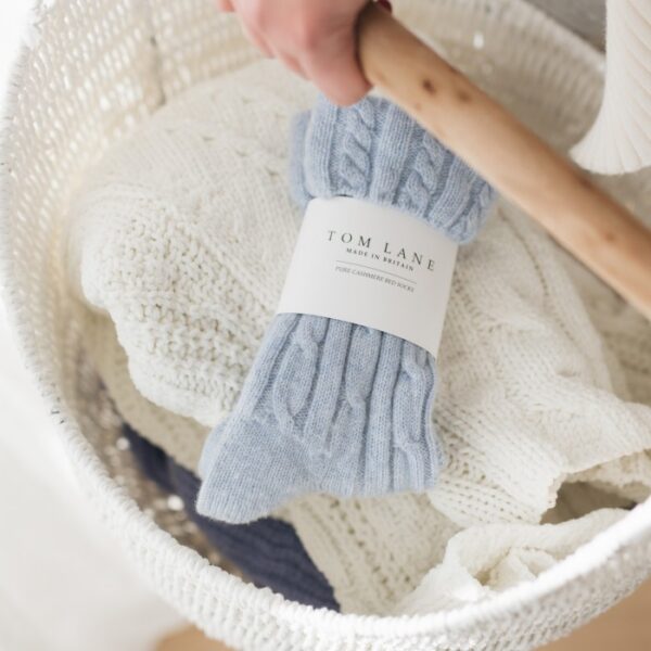 Cable-knit Cashmere socks box - Blue