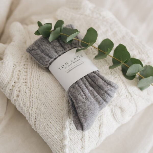 Cable-knit Cashmere socks box