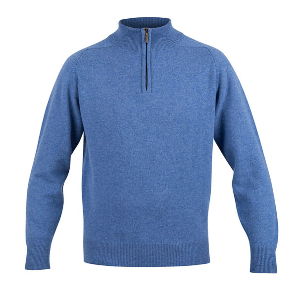 Mens Zip Neck Jumper – Blue