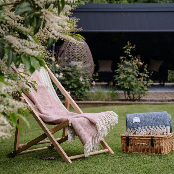 Dusky pink and slate throw