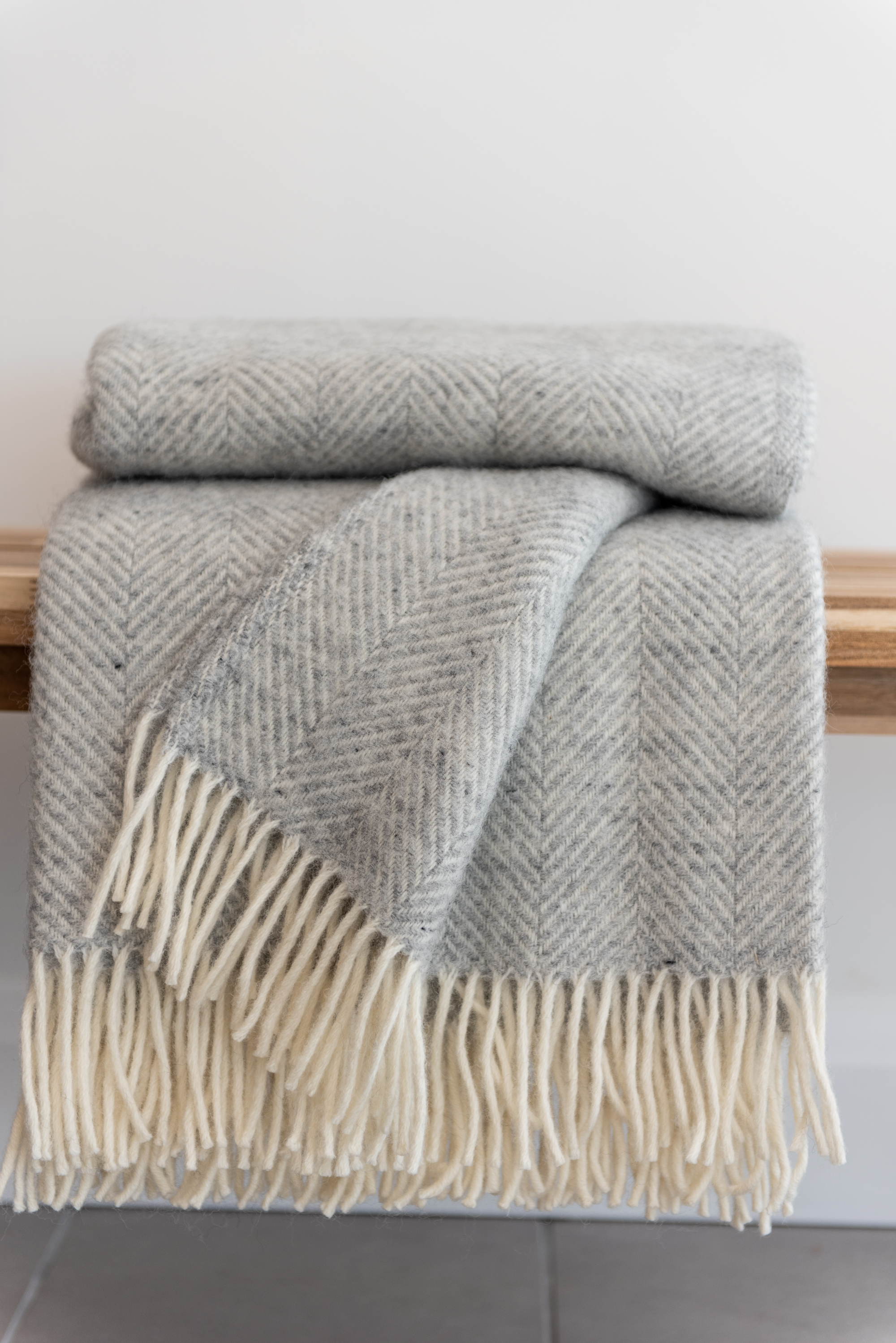 Grey Herringbone Throw