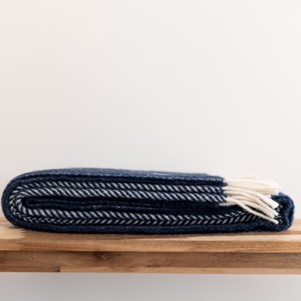 Navy Herringbone throw