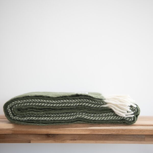 Olive Herringbone Throw