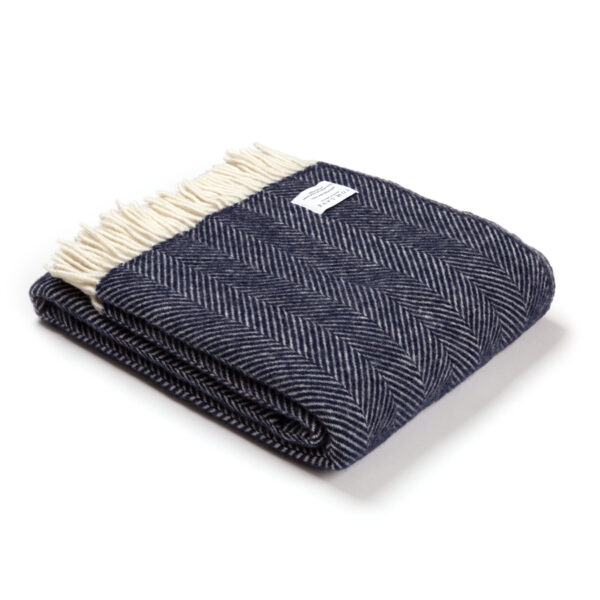 Navy Herringbone throw