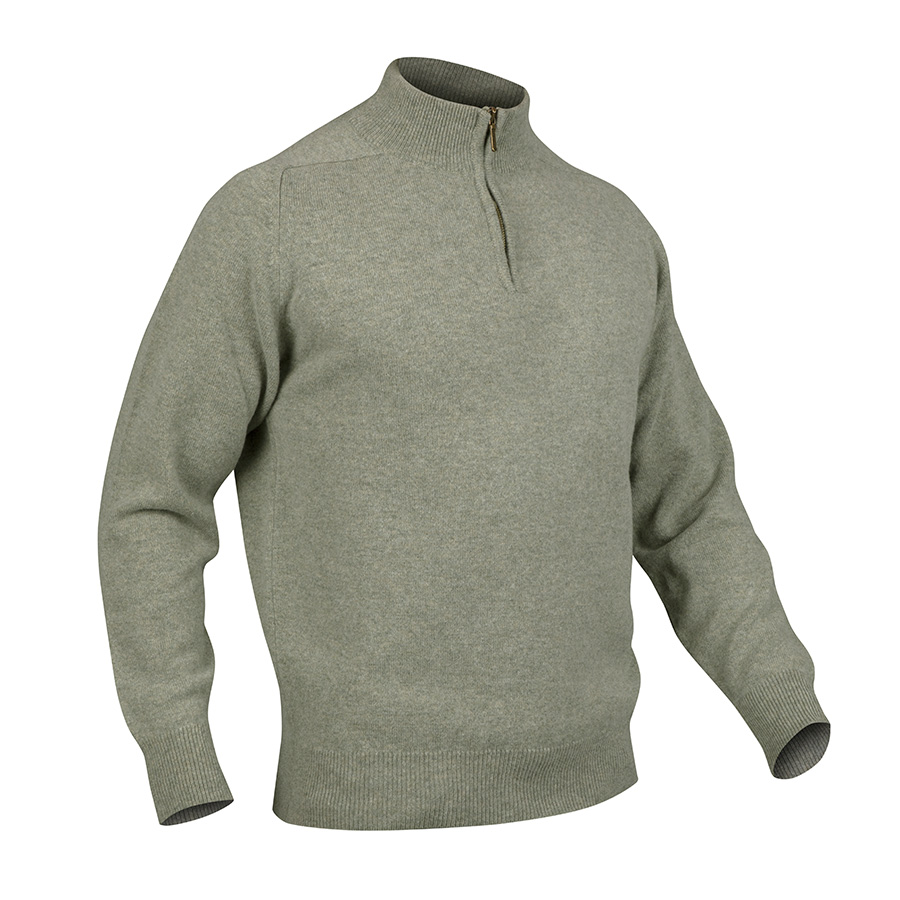 Mens Zip Neck Jumper - Sage - Tom Lane