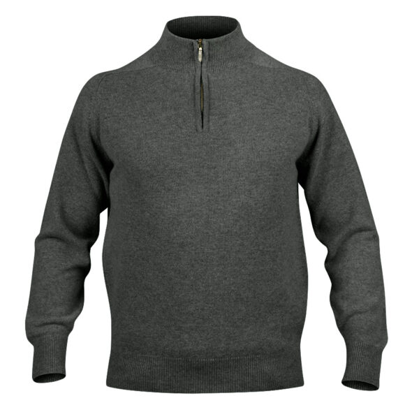 Mens Zip Neck Jumper – Dark Green