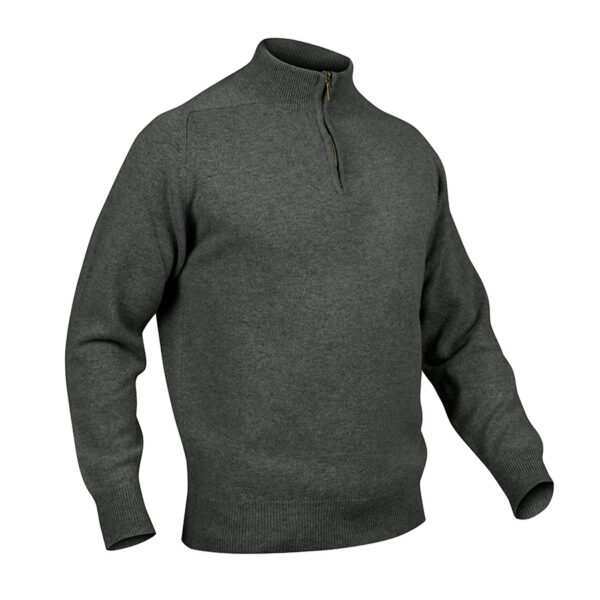 Mens Zip Neck Jumper – Dark Green