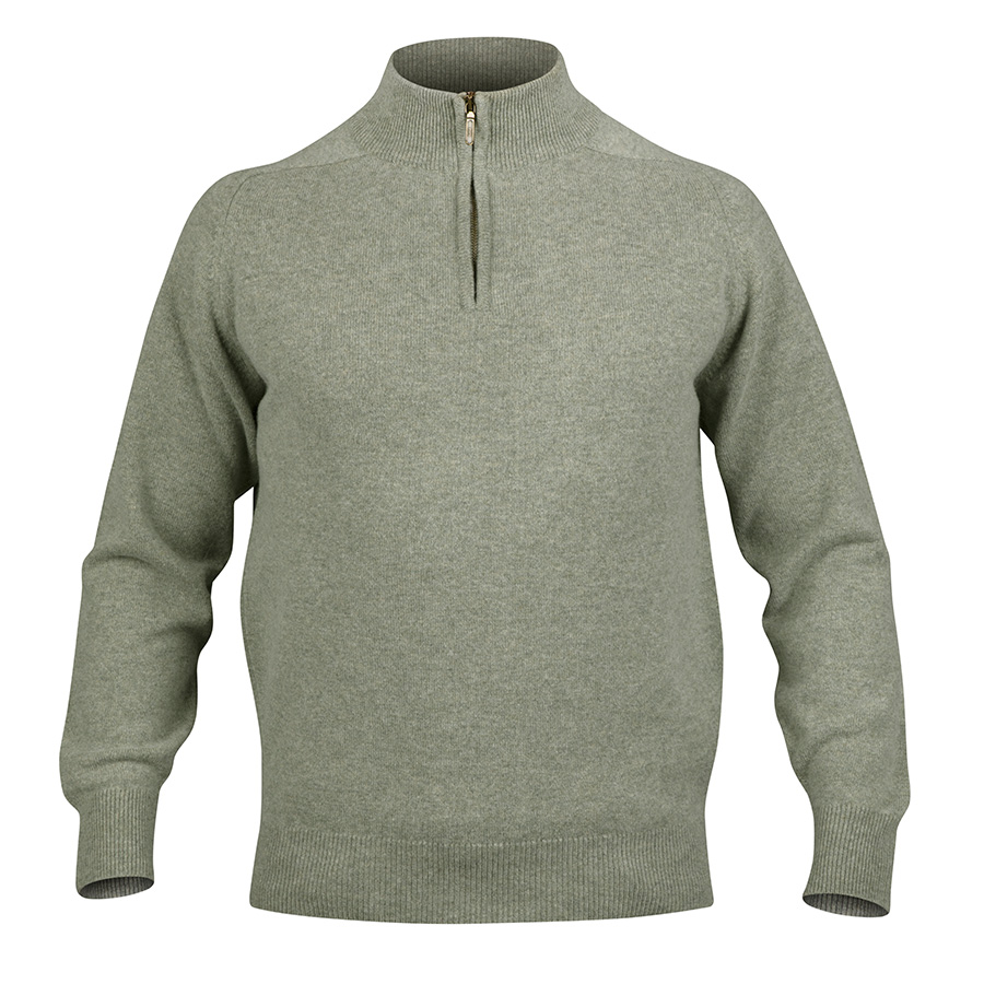 Mens Zip Neck Jumper - Sage - Tom Lane