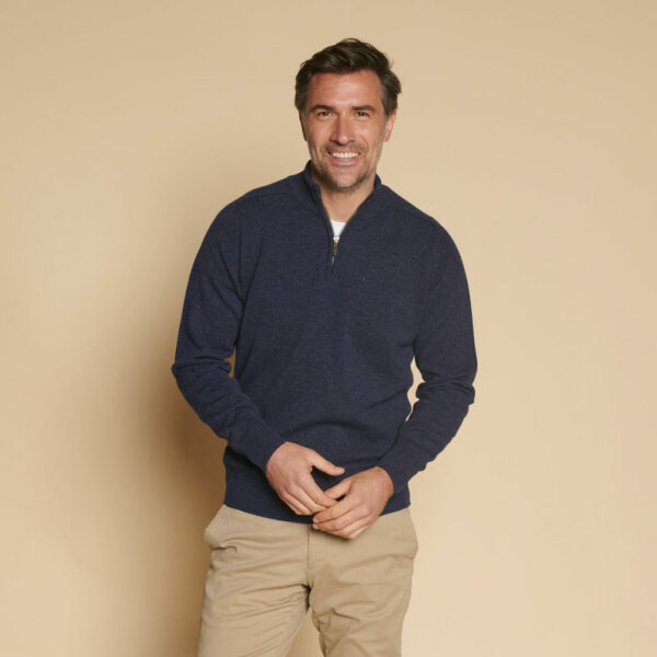 Mens zip neck jumper – Astra Navy