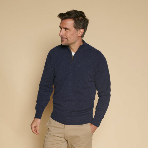 Mens zip neck jumper – Astra Navy