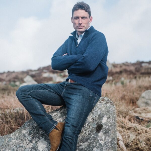 Mens zip neck jumper – Astra Navy