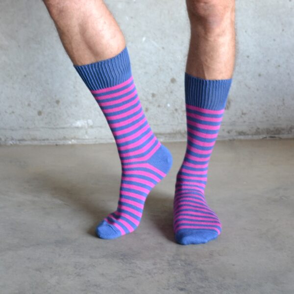 Blue & pink cotton socks