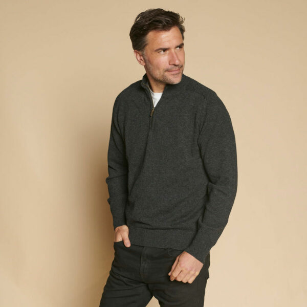 Mens zip neck jumper – Charcoal