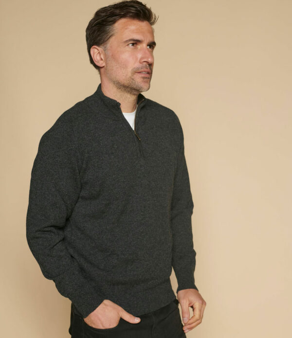 Mens zip neck jumper – Charcoal