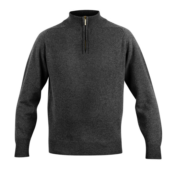 Mens zip neck jumper – Charcoal