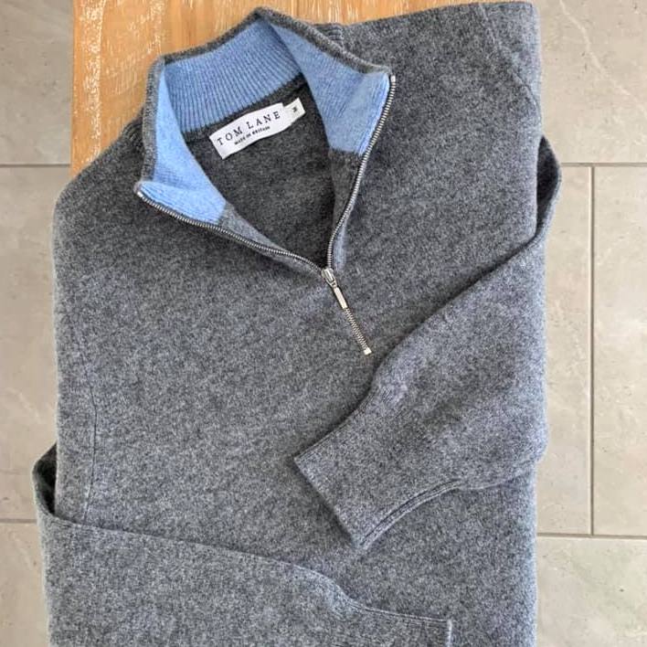 grey zip neck jumper