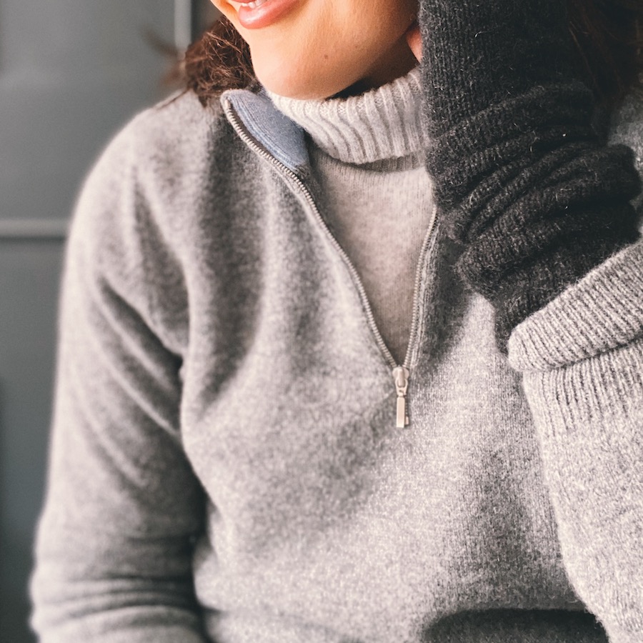 grey zip neck jumper